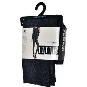 Hue- Python Denim Jacquard Leggings- Black- Size S